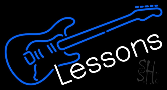 Guitar Logo Lessons LED Neon Sign