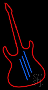 Guitar Red LED Neon Sign