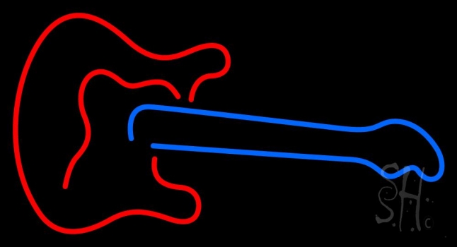 Guitar With Logo LED Neon Sign