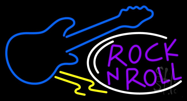 Purple Rock N Roll Guitar 1 LED Neon Sign