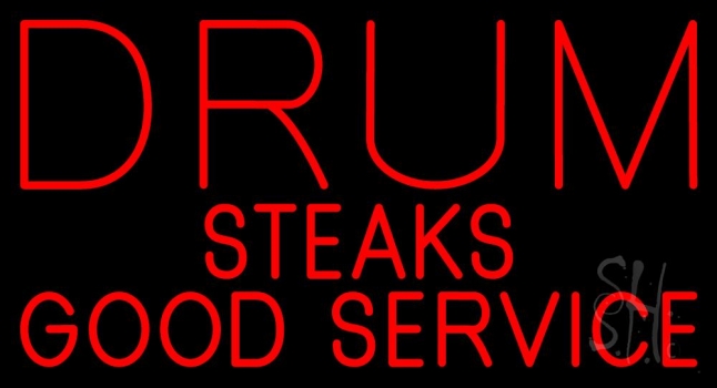 Red Drum Steaks Good Service Block LED Neon Sign