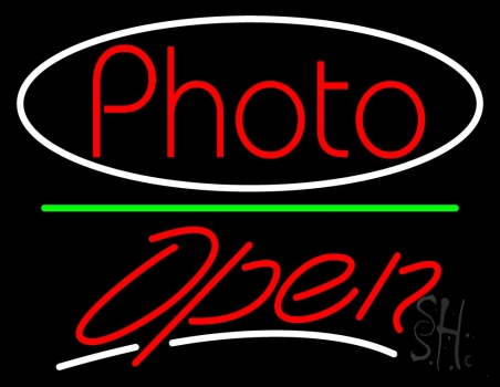 Red Photo With Open 3 LED Neon Sign