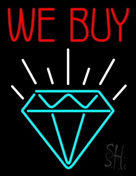 Red We Buy Diamond Logo LED Neon Sign
