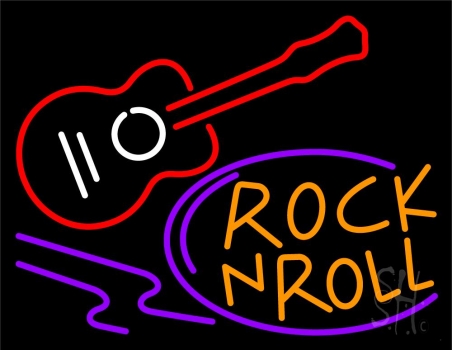 Rock And Roll Acoustic Guitar 2 LED Neon Sign