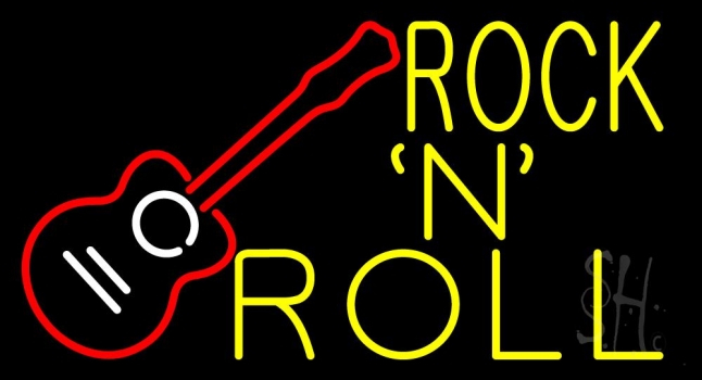 Rock N Roll With Guitar 2 LED Neon Sign