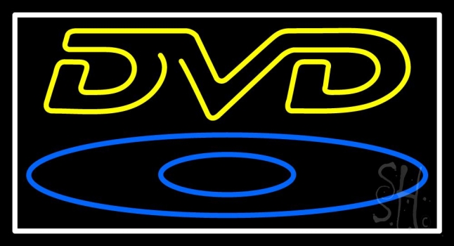 Yellow Dvd With White Border LED Neon Sign