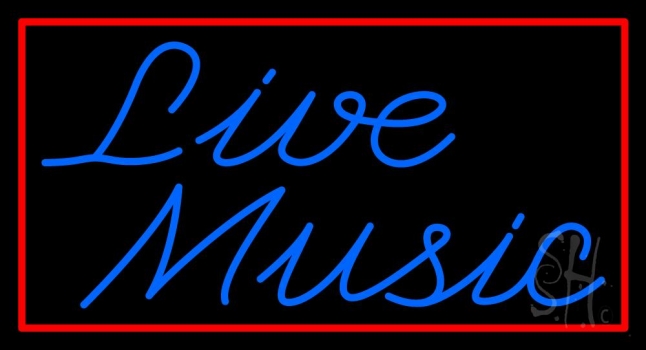 Blue Live Music Cursive LED Neon Sign