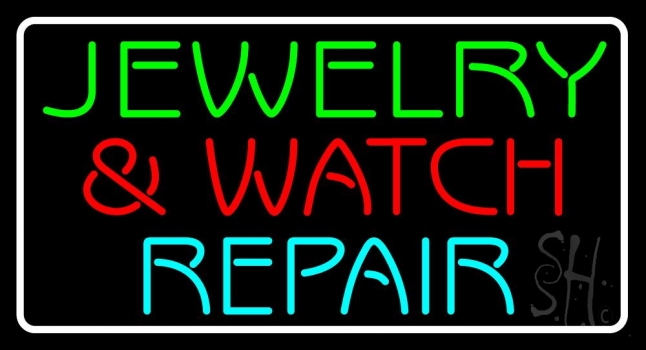 Green Jewelry And Watch Repair Block LED Neon Sign