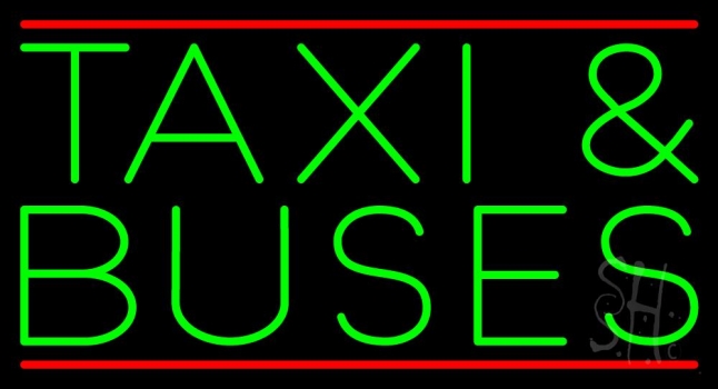 Green Taxi And Buses LED Neon Sign
