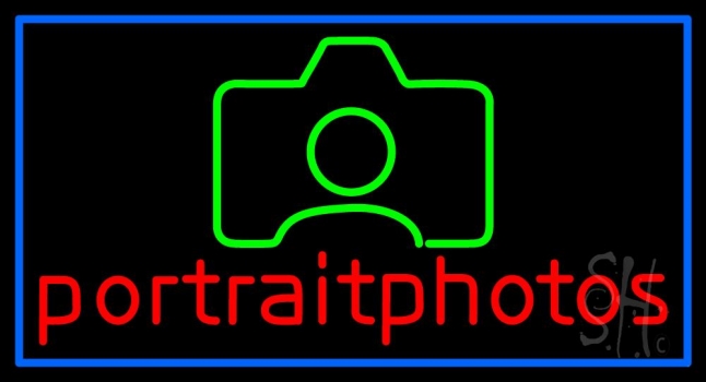 Portrait Photo With Camera With Border LED Neon Sign