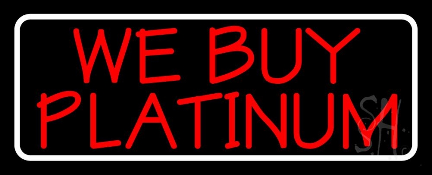 Red We Buy Platinum White Border LED Neon Sign