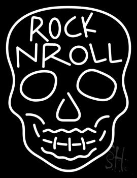 Rock N Roll White Skull 2 LED Neon Sign