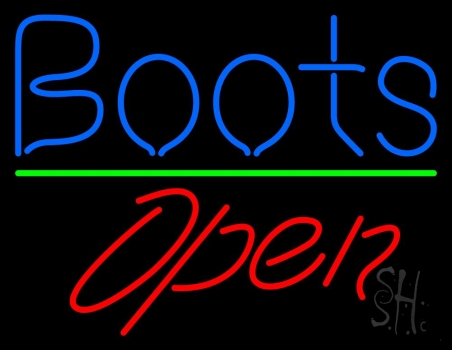 Blue Boots Open With Line LED Neon Sign