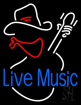 Blue Live Music Block 1 LED Neon Sign