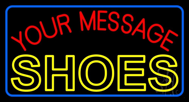 Custom Yellow Shoes With Blue Border Block LED Neon Sign