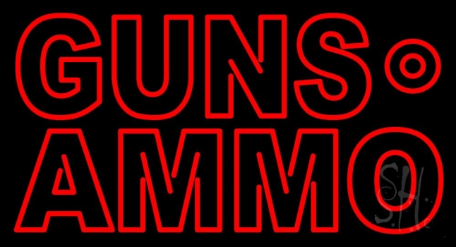 Red Guns Ammo LED Neon Sign