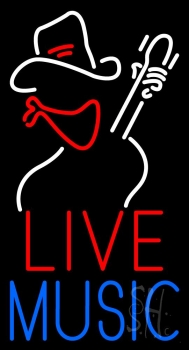 Red Live Blue Music Block 2 LED Neon Sign