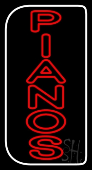 Red Pianos Vertical Block 2 LED Neon Sign