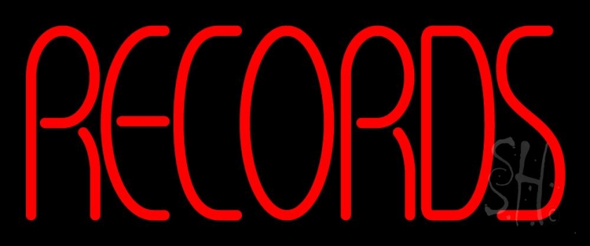 Red Records Block LED Neon Sign