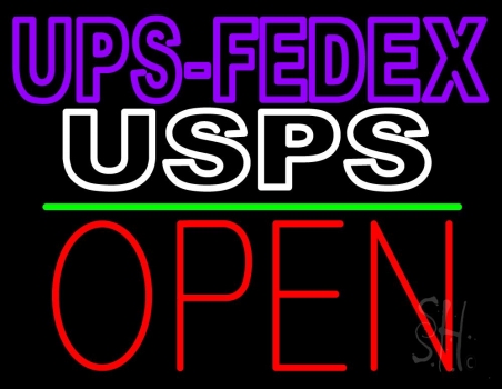 Ups Fedex Usps With Open 1 LED Neon Sign