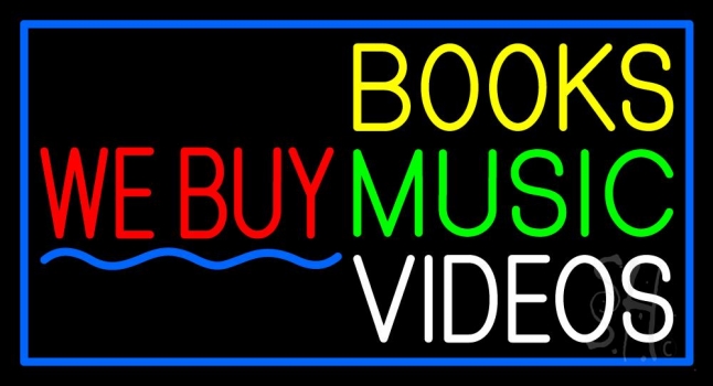 We Buy Books Music Videos Block 2 LED Neon Sign
