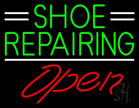 Green Shoe Repairing Open LED Neon Sign