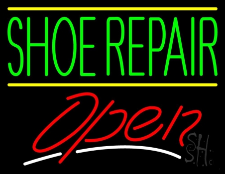 Green Shoe Repair Open LED Neon Sign