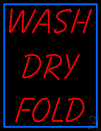 Red Wash Dry Fold Blue Border LED Neon Sign