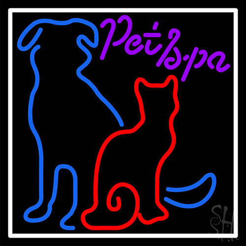 White Border Pet Spa Dog LED Neon Sign