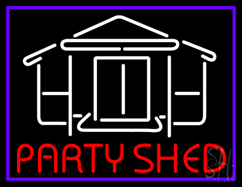 Party Shed With Blue Border LED Neon Sign