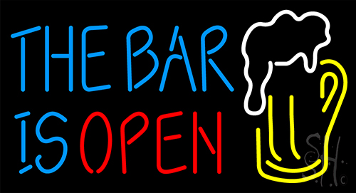 The Bar Is Open Beer Mug LED Neon Sign