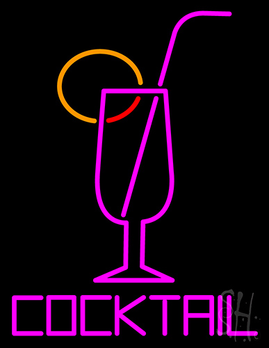 Cocktail Glass With Straw LED Neon Sign
