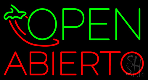 Open Abierto LED Neon Sign