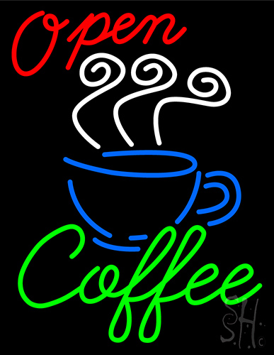 Open Coffee Cup LED Neon Sign