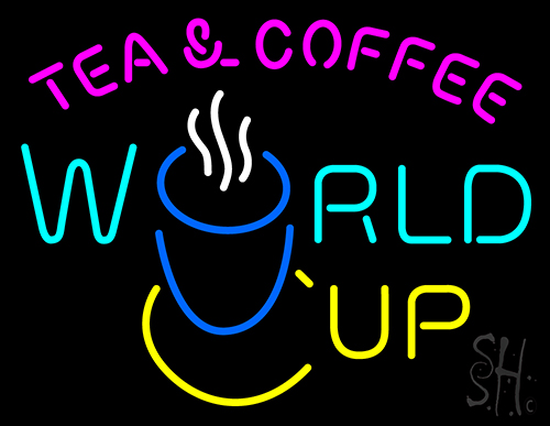 Tea Coffee World Cup LED Neon Sign