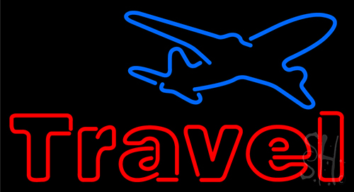 Travel With Plane Icon LED Neon Sign