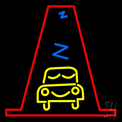 Yellow Car With Red Border LED Neon Sign