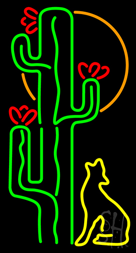 Cactus With Moon LED Neon Sign