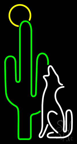 Coyote Wolf Howl Cactus LED Neon Sign