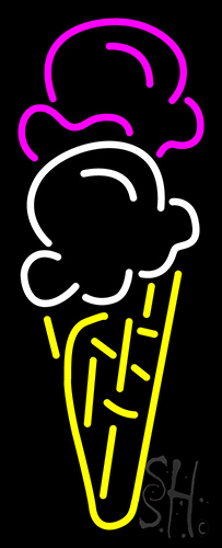 Ice Cream Cone Double Scoop Logo LED Neon Sign